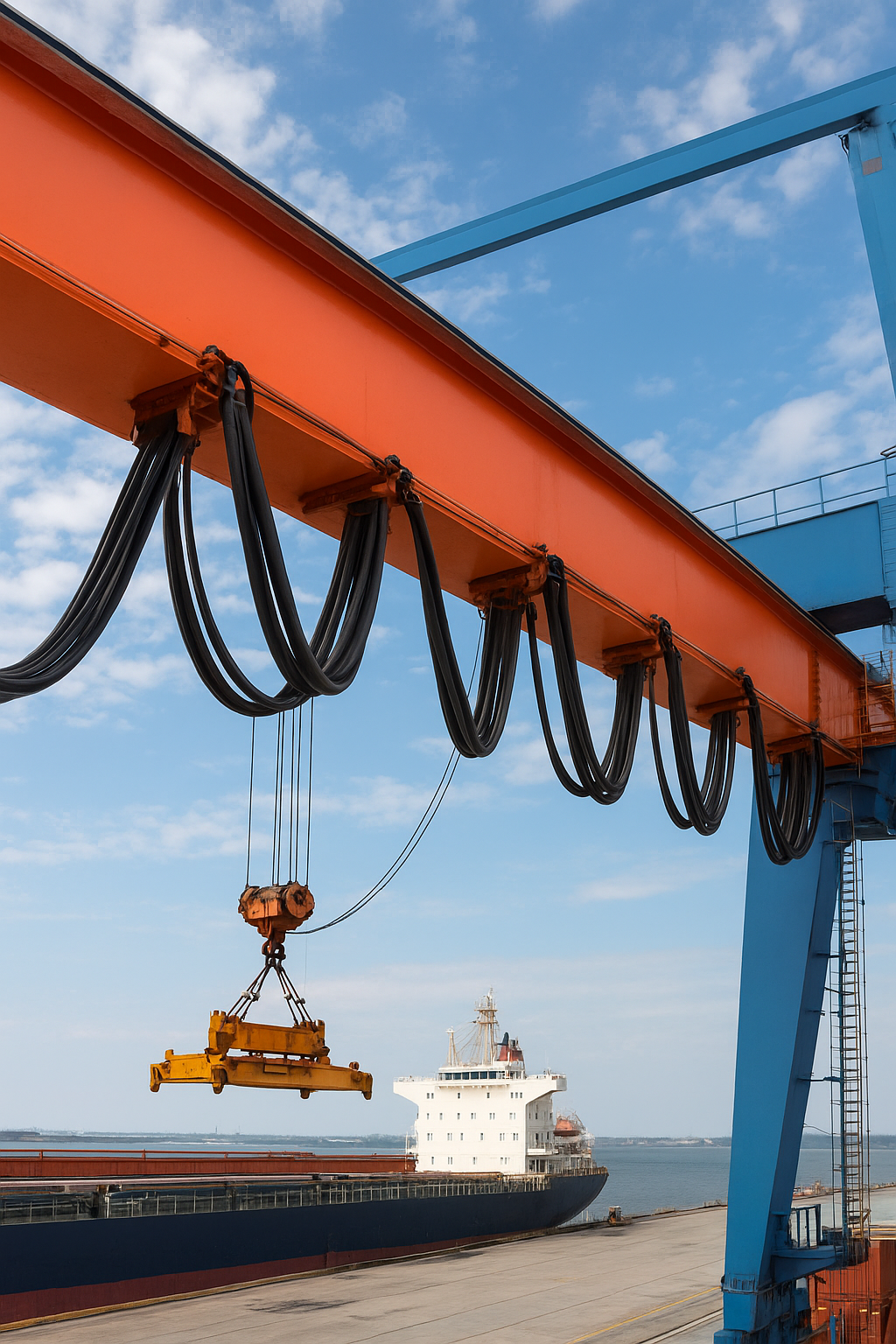 Lắp đặt thực tế dây cáp điện cầu cảng ngoài trời